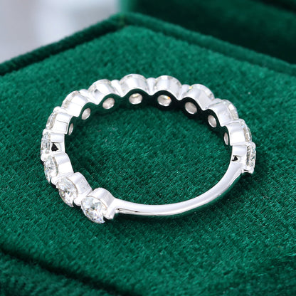 0.583 CT Round Moissanite Half Eternity Wedding Band - farrellouise