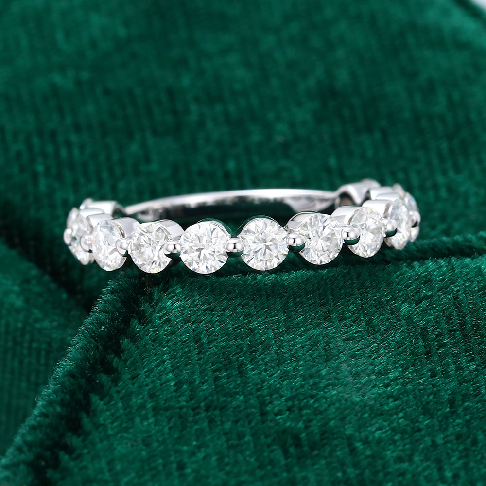 0.583 CT Round Moissanite Half Eternity Wedding Band - farrellouise