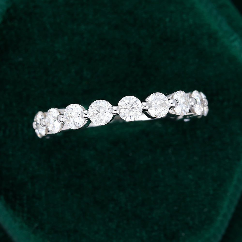 0.583 CT Round Moissanite Half Eternity Wedding Band - farrellouise