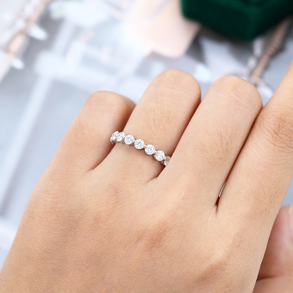 0.583 CT Round Moissanite Half Eternity Wedding Band - farrellouise