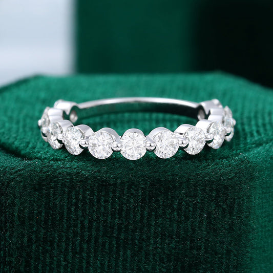 0.583 CT Round Moissanite Half Eternity Wedding Band - farrellouise