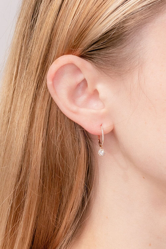0.60 TCW Round Moissanite Halo Drop Earrings - farrellouise