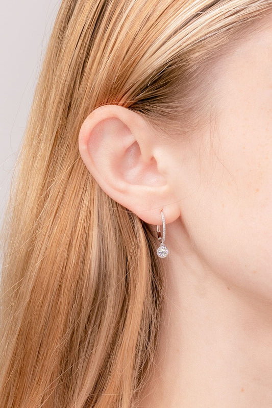 0.60 TCW Round Moissanite Drop Halo Earrings - farrellouise