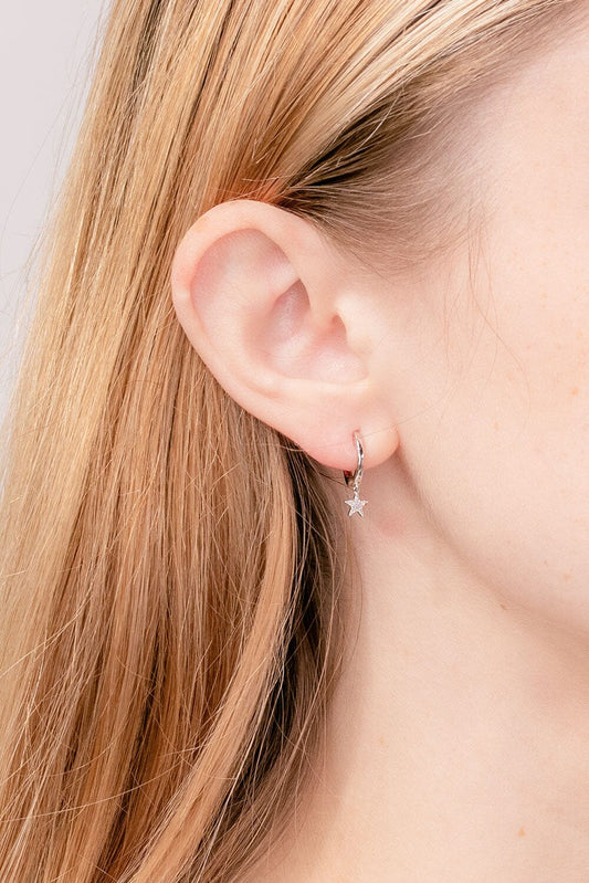 0.08 TCW Round Star Dangles Moissanite Earrings - farrellouise
