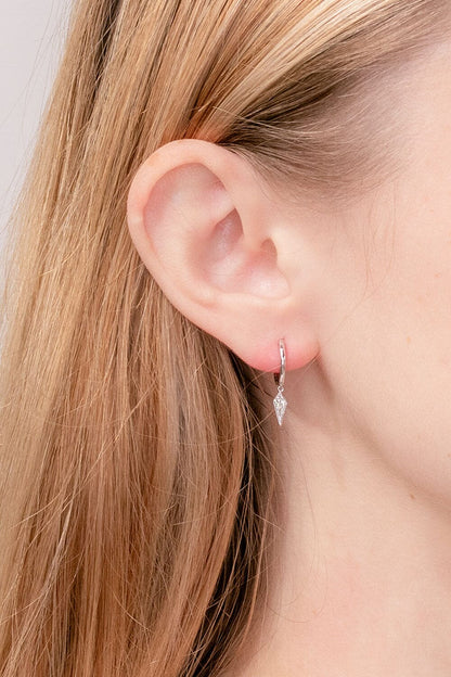0.08 TCW Round Kite Drop Moissanite Huggies Earrings - farrellouise