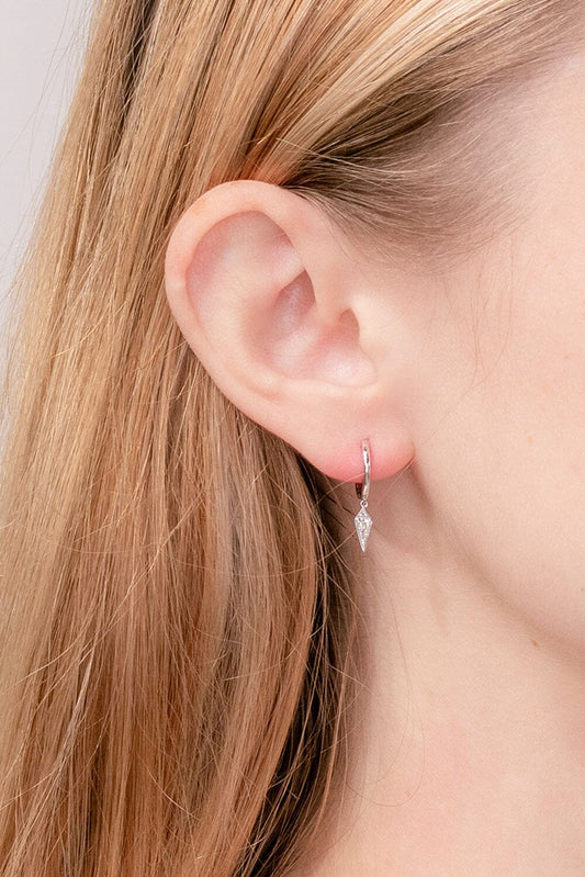 0.08 TCW Round Kite Drop Moissanite Huggies Earrings - farrellouise