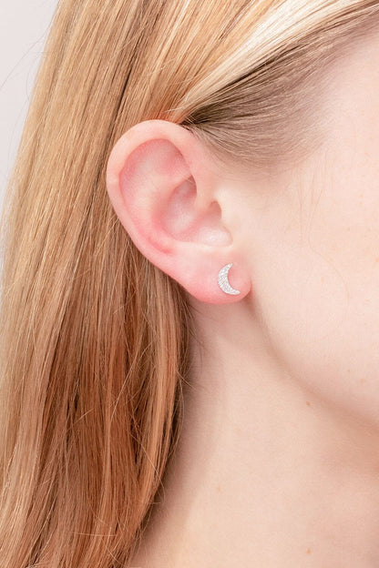 0.22 TCW Round Moissanite Moon Style Stud Earrings - farrellouise