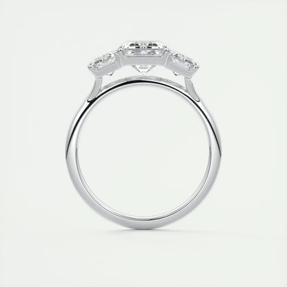 1.91 CT Emerald Shaped Moissanite Three Stone Engagement Ring custom listing for Dom