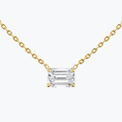0.25-1.0ct Emerald Cut Solitaire Moissanite Diamond Necklace - farrellouise