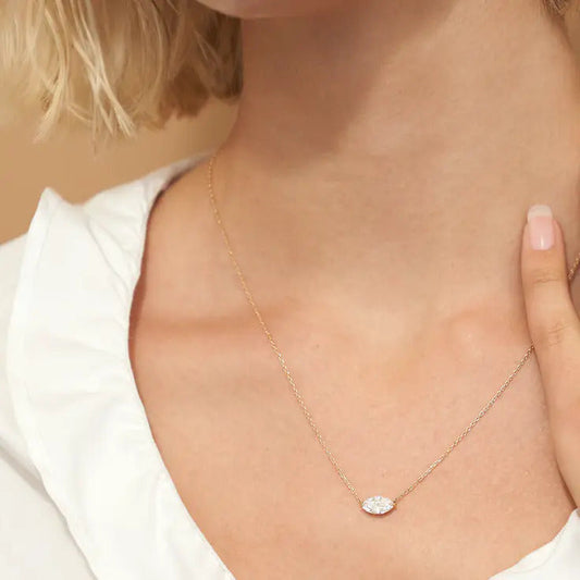 0.25-1.0ct Marquise Cut Solitaire Moissanite Diamond Necklace - farrellouise