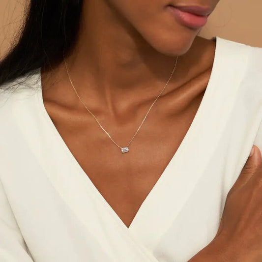 0.25-1.0 CT Emerald Moissanite Diamond Solitaire Necklace - farrellouise