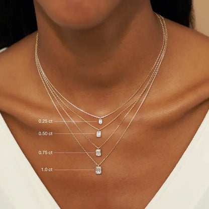 0.25-1.0ct Emerald Cut Solitaire Moissanite Diamond Necklace - farrellouise