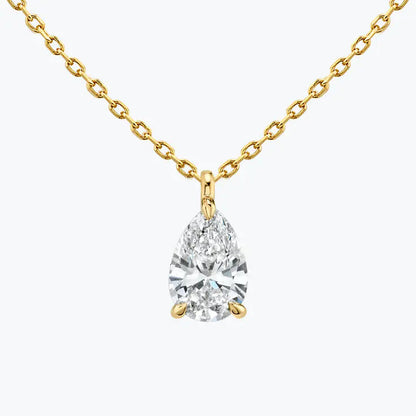 0.25-1.0ct Pear Cut Solitaire Moissanite Diamond Necklace - farrellouise