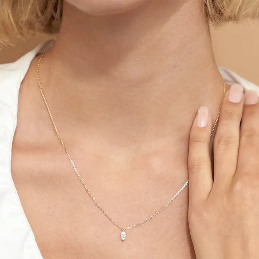0.25-1.0ct Marquise Cut Solitaire Moissanite Diamond Necklace - farrellouise