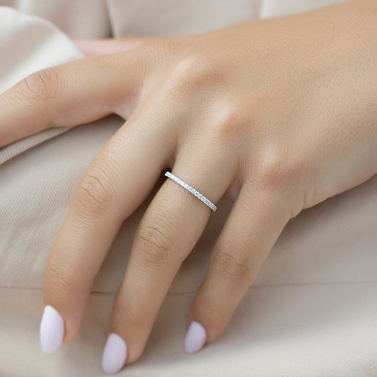 0.15 TCW Round Moissanite Full Eternity Wedding Band - farrellouise