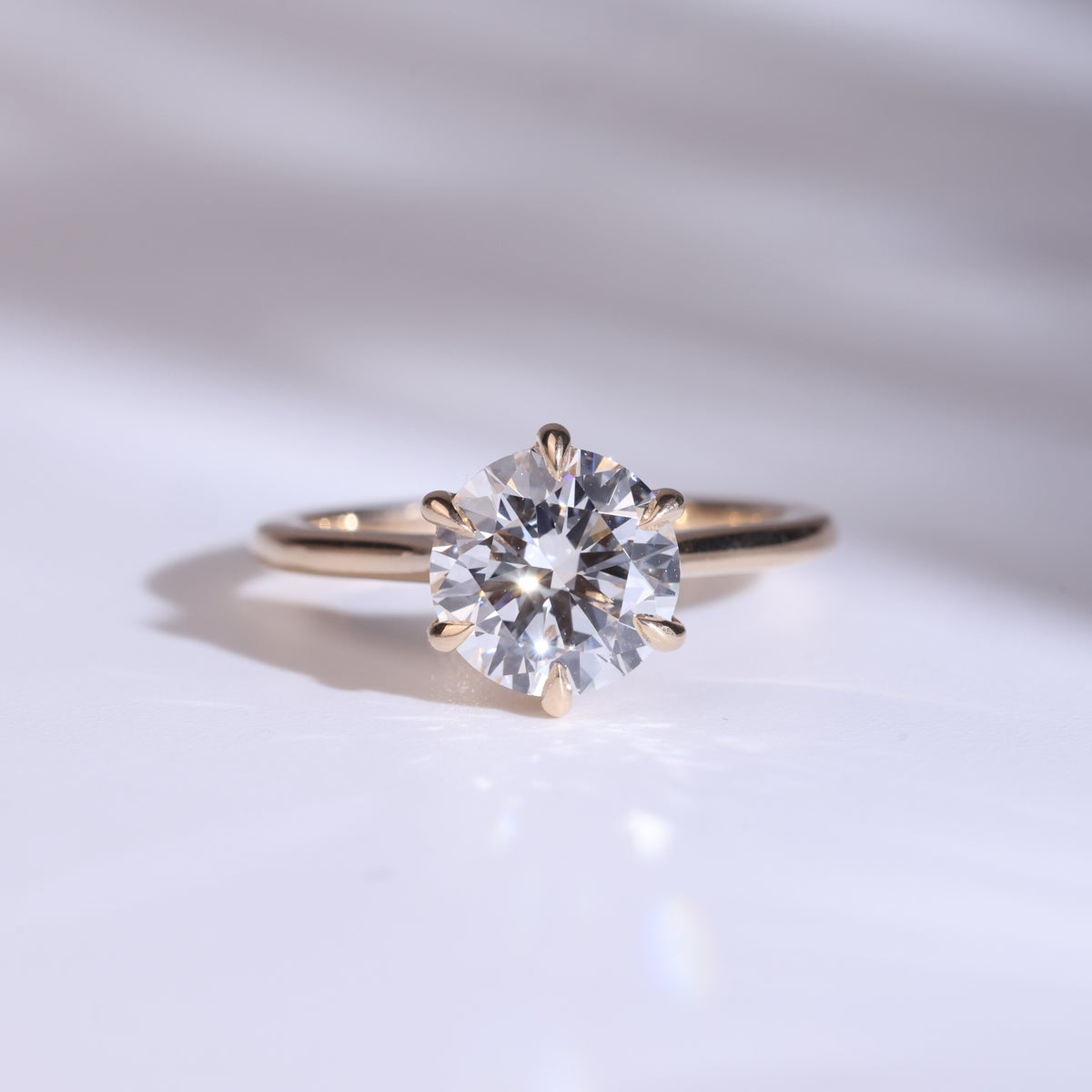 Rita - Round Cut Lab Diamond Dotted Prong Solitaire Engagement Ring