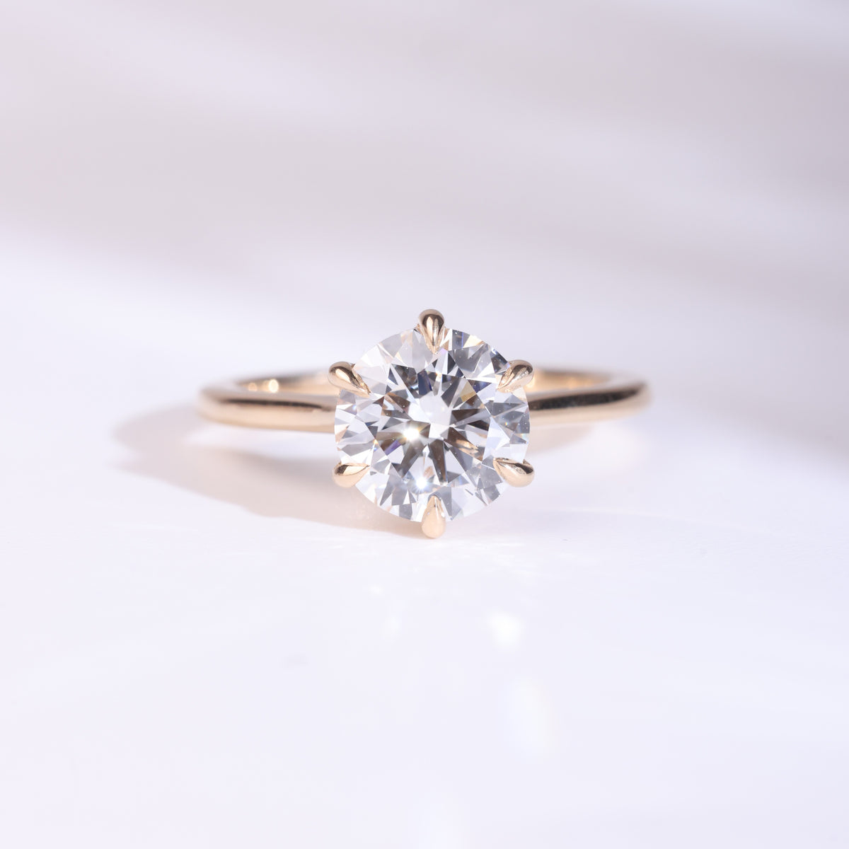 Rita - Round Cut Lab Diamond Dotted Prong Solitaire Engagement Ring