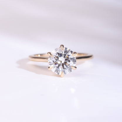 Rita - Round Cut Lab Diamond Dotted Prong Solitaire Engagement Ring