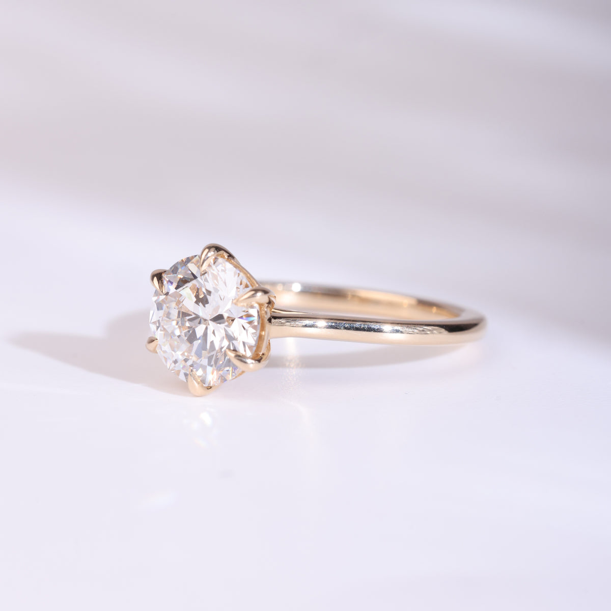 Rita - Round Cut Lab Diamond Dotted Prong Solitaire Engagement Ring
