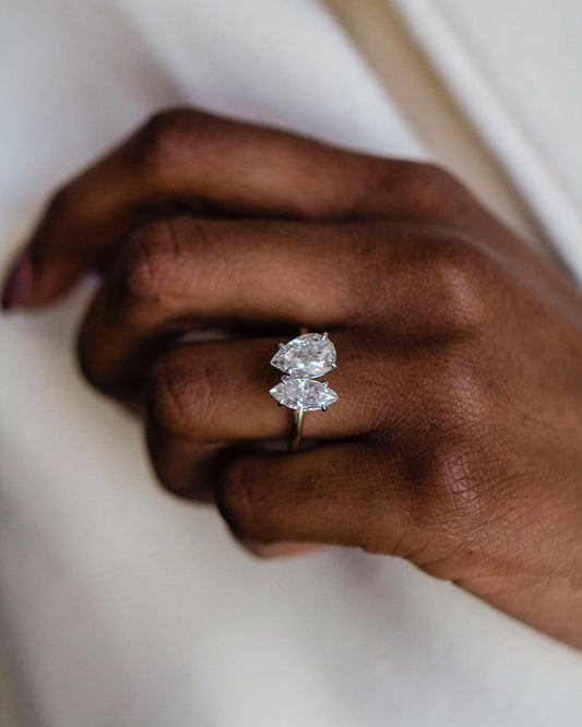 3.45 CT Pear & Marquise Two Stone Moissanite Engagement Ring - farrellouise
