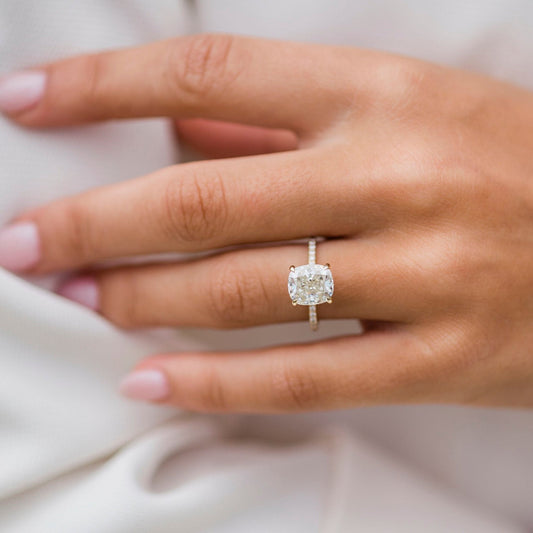 2.77 CT Cushion Solitaire Pave Moissanite Engagement Ring - farrellouise