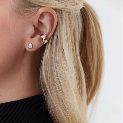 0.12 TCW Round Moissanite Diamond Thick Ear Cuff Earrings