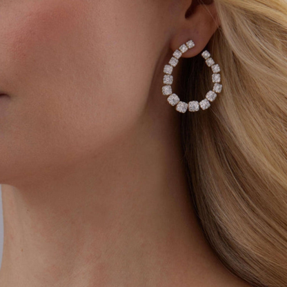 3.81 TCW Round Moissanite Diamond Hoop Earrings