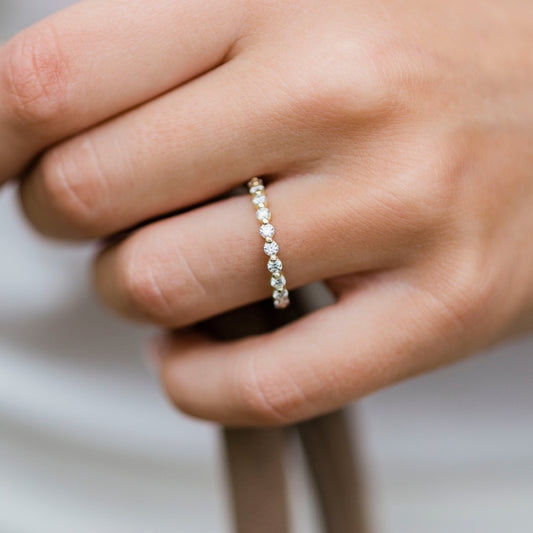 0.70 TCW Round Bubble Prong Moissanite Wedding Band - farrellouise