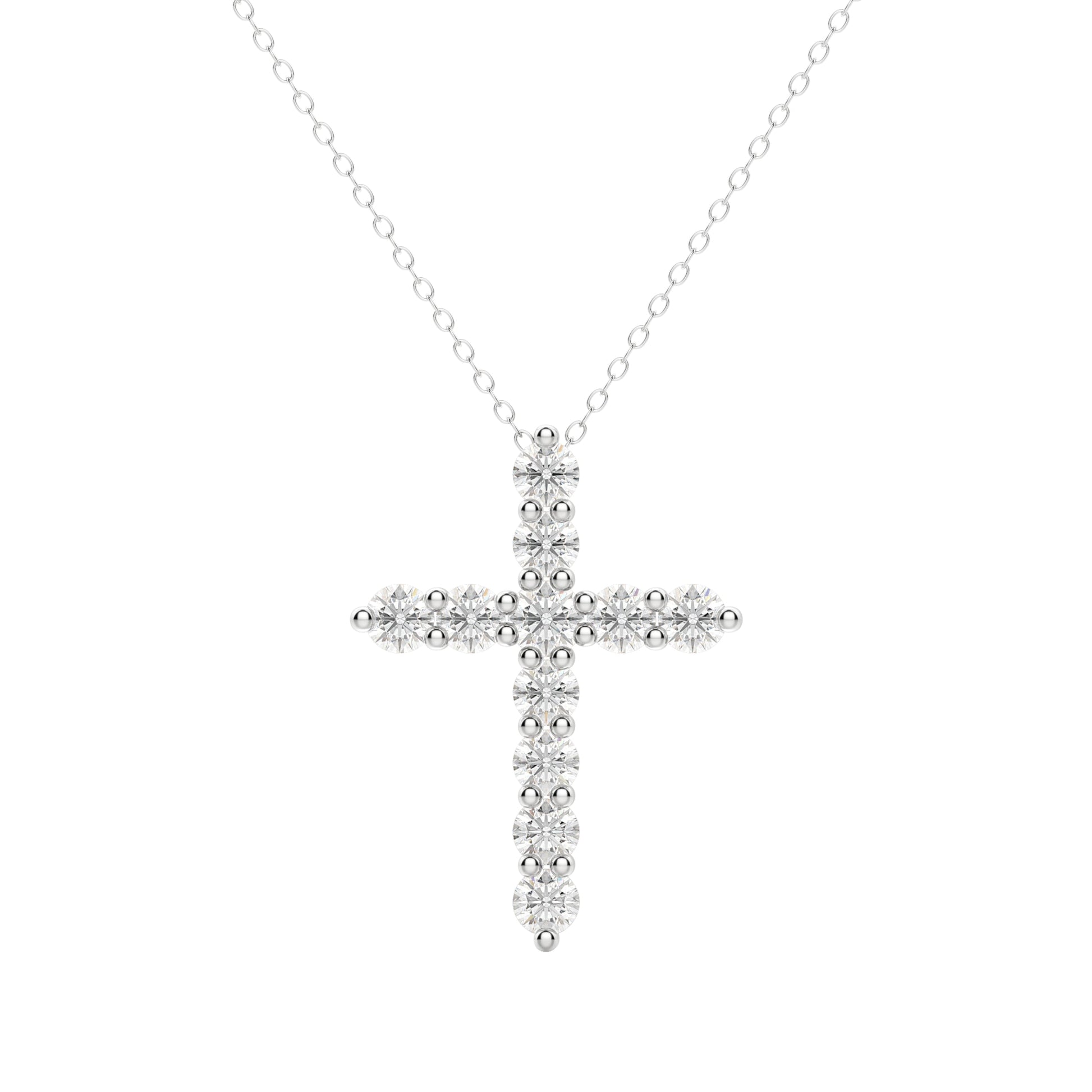 0.17 CT Round Cut Cross Pendant Moissanite Diamond Necklace - farrellouise