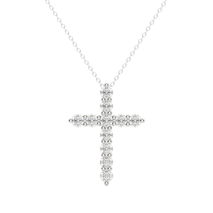 0.17 CT Round Cut Cross Pendant Moissanite Diamond Necklace - farrellouise