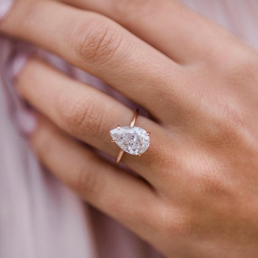 3.20 CT Pear Solitaire Moissanite Engagement Ring - farrellouise