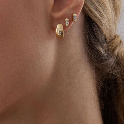 0.33 TCW Round Moissanite Diamond Huggie Earrings