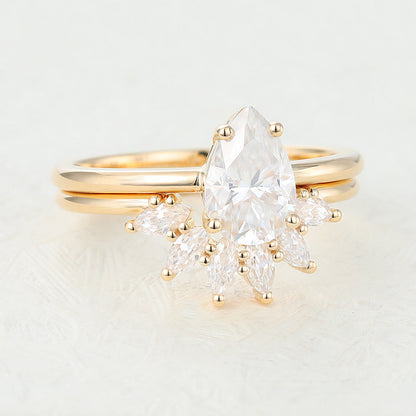 1.50 CT Pear Moissanite Solitaire Bridal Ring Set - farrellouise