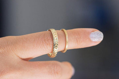Men's Wedding Band with Engraved Geometric Pattern - farrellouise