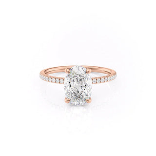 3.0 CT Oval Moissanite Hidden Halo Pave Setting Engagement Ring