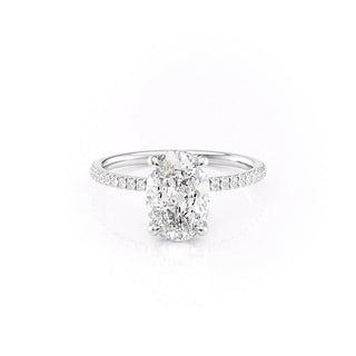 3.0 CT Oval Moissanite Hidden Halo Pave Setting Engagement Ring - farrellouise