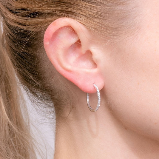 0.42 TCW Round Moissanite Hoop Earrings - farrellouise
