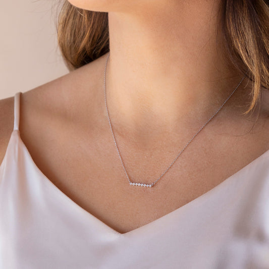0.24 CT Round Moissanite Diamond Bar Style Necklace - farrellouise