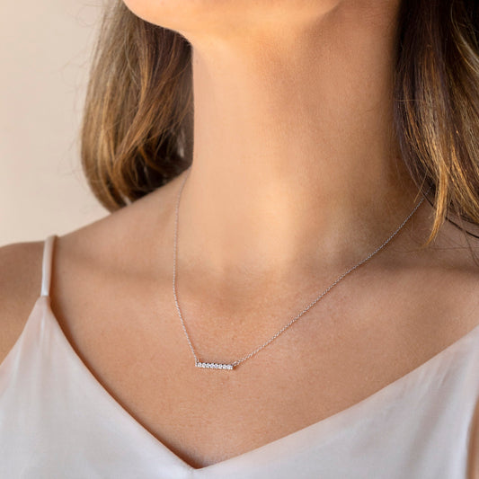 0.24 CT Round Cut Bar Necklace Moissanite Diamond Necklace - farrellouise
