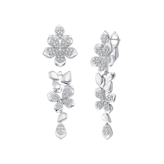 2.17 TCW Round Moissanite Diamond Flower Drop Earrings - farrellouise