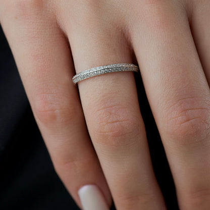 0.25 TCW Round Moissanite Double Row Wedding Band - farrellouise