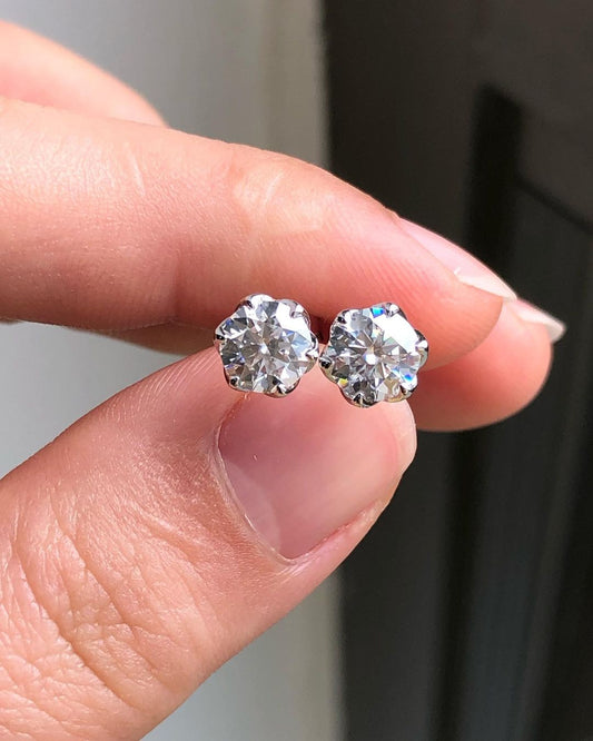 1.0 TCW Round Cut Moissanite Solitaire Stud Earrings - farrellouise