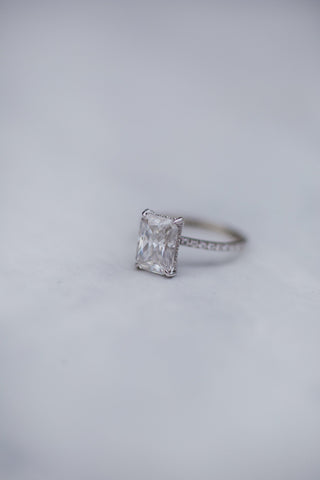 2.70 CT Radiant Solitaire Hidden Halo & Pave Moissanite Engagement Ring - farrellouise