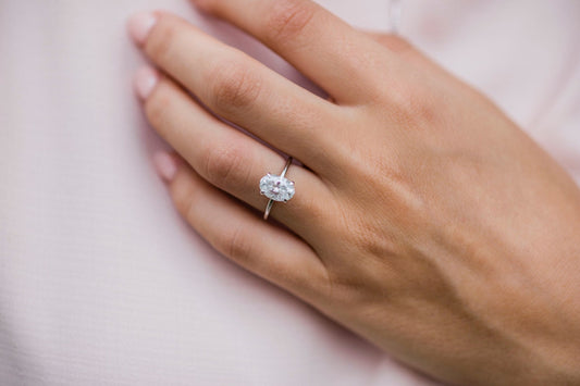 2.10 CT Oval Solitaire Hidden Halo Moissanite Engagement Ring - farrellouise