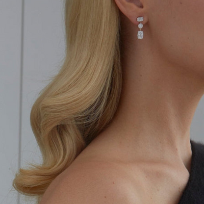 1.64 TCW Round Moissanite Diamond Cluster Earrings