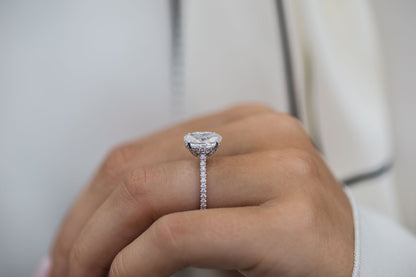 2.90 CT Oval Solitaire Hidden Halo & Pave Moissanite Engagement Ring - farrellouise