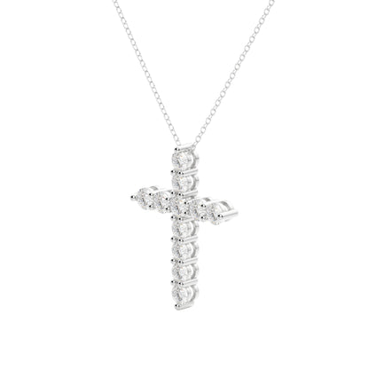 0.17 CT Round Cut Cross Pendant Moissanite Diamond Necklace - farrellouise