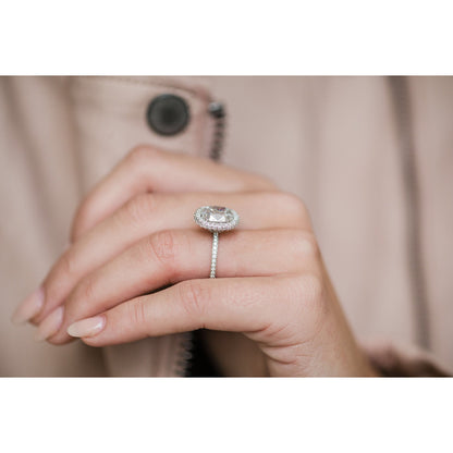 3.60 CT Cushion Halo & Pave Moissanite Engagement Ring - farrellouise