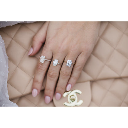 3.55 CT Radiant Solitaire Hidden Halo & Pave Moissanite Engagement Ring - farrellouise