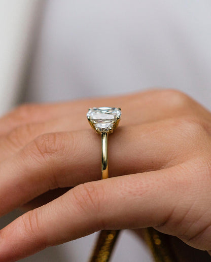3.50 CT Old Mine Cushion Three Stone Moissanite Engagement Ring - farrellouise